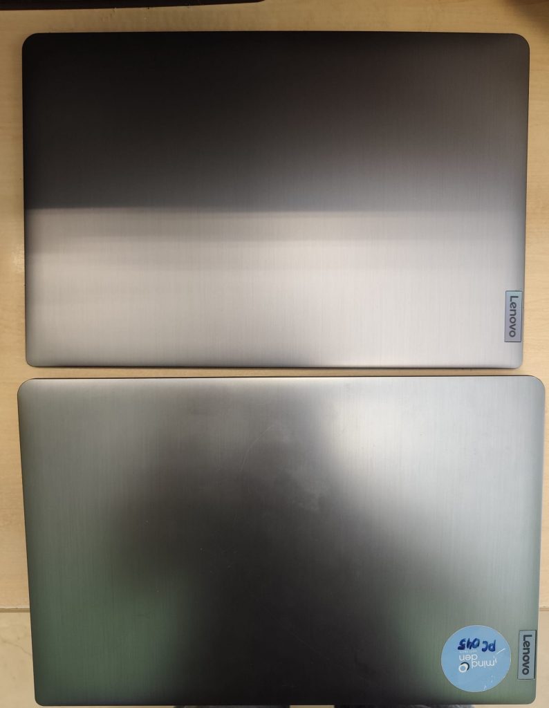 Comparativa de estado exterior entre dos laptops Lenovo IdeaPad 3.