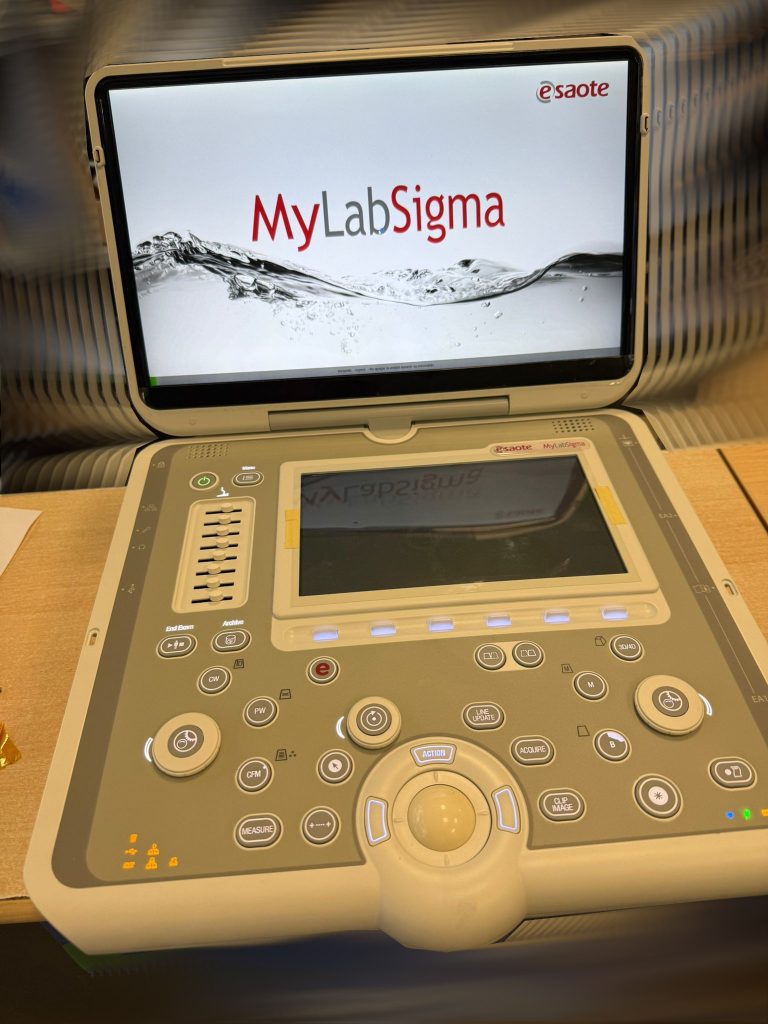 Pantalla de inicio de MyLab Sigma funcionando correctamente tras la reparación de placa.