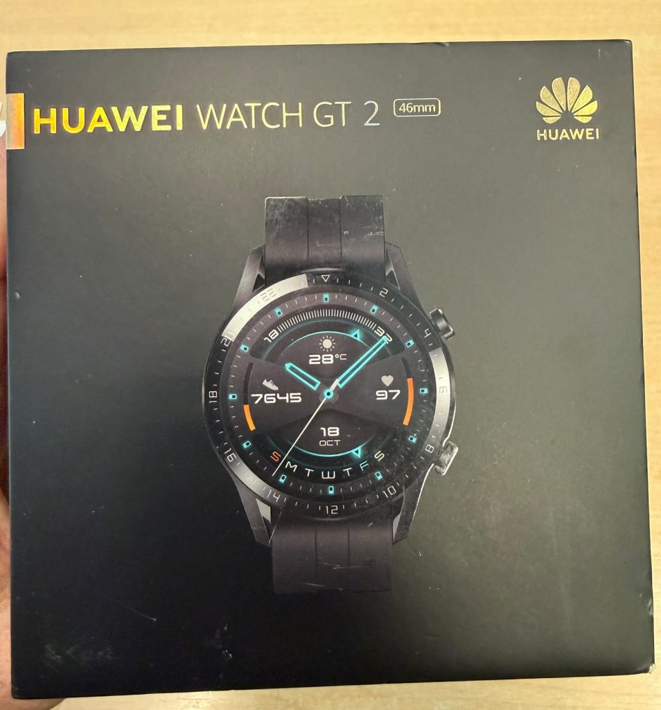 Caja original del Huawei Watch GT 2 de 46mm utilizada para confirmar el modelo exacto.
